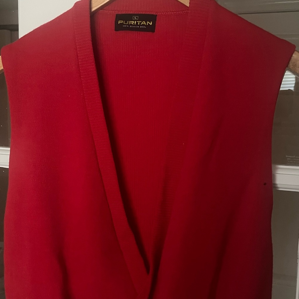 Vintage Puritans Womens Vest 100% Virgin Wool Red - Picture 5 of 8